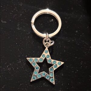 COACH Vintage Star Keychain Fob Purse Charm with Blue Swarovski Crystals